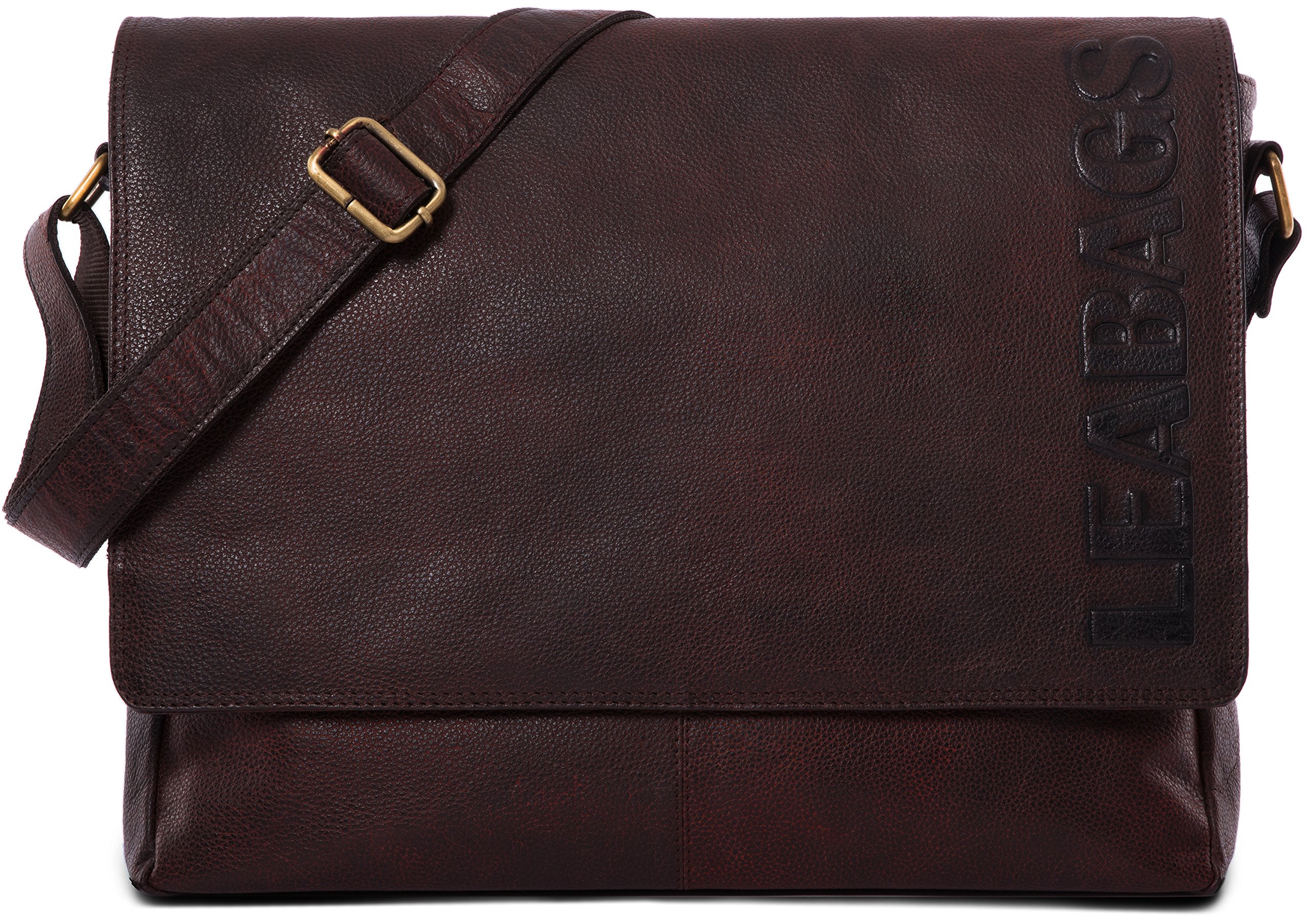 LEABAGS Oxford Genuine Buffalo Leather Messenger Bag in Vintage Style - Merlot